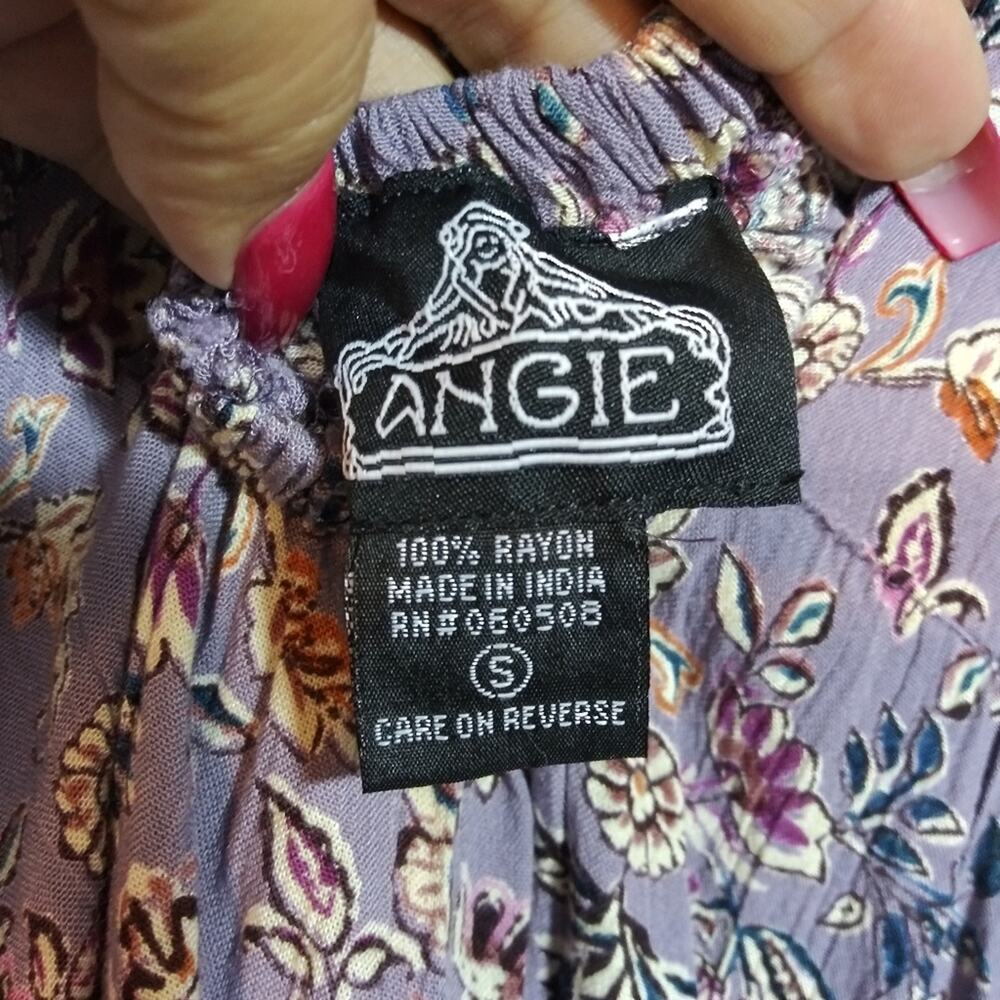 Angie Lavender Floral Sleeveless Dress with Twist Bow Detail Back Mini Size S - Picture 8 of 8